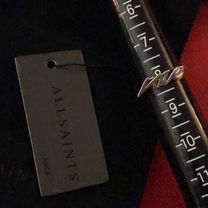 All Saints Polished Gold Tone Love Script Ring Size 8 NWT & Dust Bag